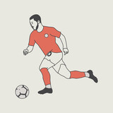 football player running with the ball. character illustration desig.  football player character