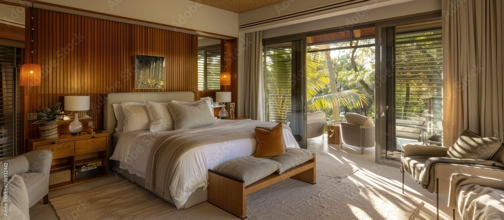Interior design of a bedroom in a beautiful and contemporary home or hotel. Interior design of a bedroom in a beautiful and contemporary home or hotel.