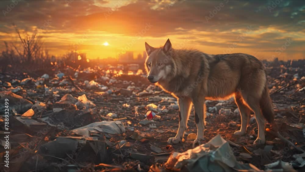 Polluted world. Garbage and waste. Animals suffer from pollution. Ecological disaster concept. AI-generated. Polluted world. Garbage and waste. Animals suffer from pollution. Ecological disaster concept. AI-generated.