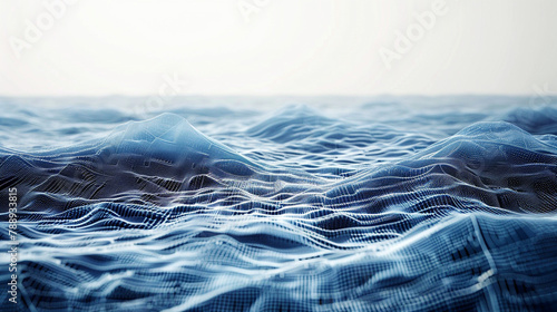 Digitally rendered ocean waves composed of countless interconnected pixels, symbolizing the vast and ever-changing sea of digital communication.