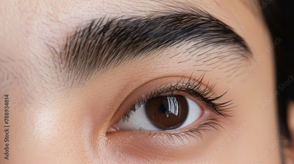 Obraz premium The tips of the brows are sharply angled upwards creating a look of mischief or mischief. .