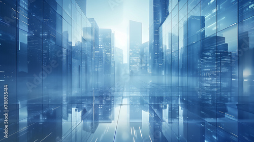 A high-resolution digital artwork of a modern cityscape with tall bank buildings and skyscrapers, symbolizing innovation and technology in a sophisticated digital art style.
