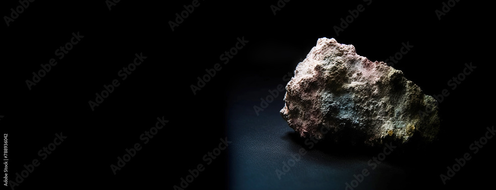 Fluckite is a rare precious natural stone on a black background. AI generated. Header banner mockup with space. Fluckite is a rare precious natural stone on a black background. AI generated. Header banner mockup with space.