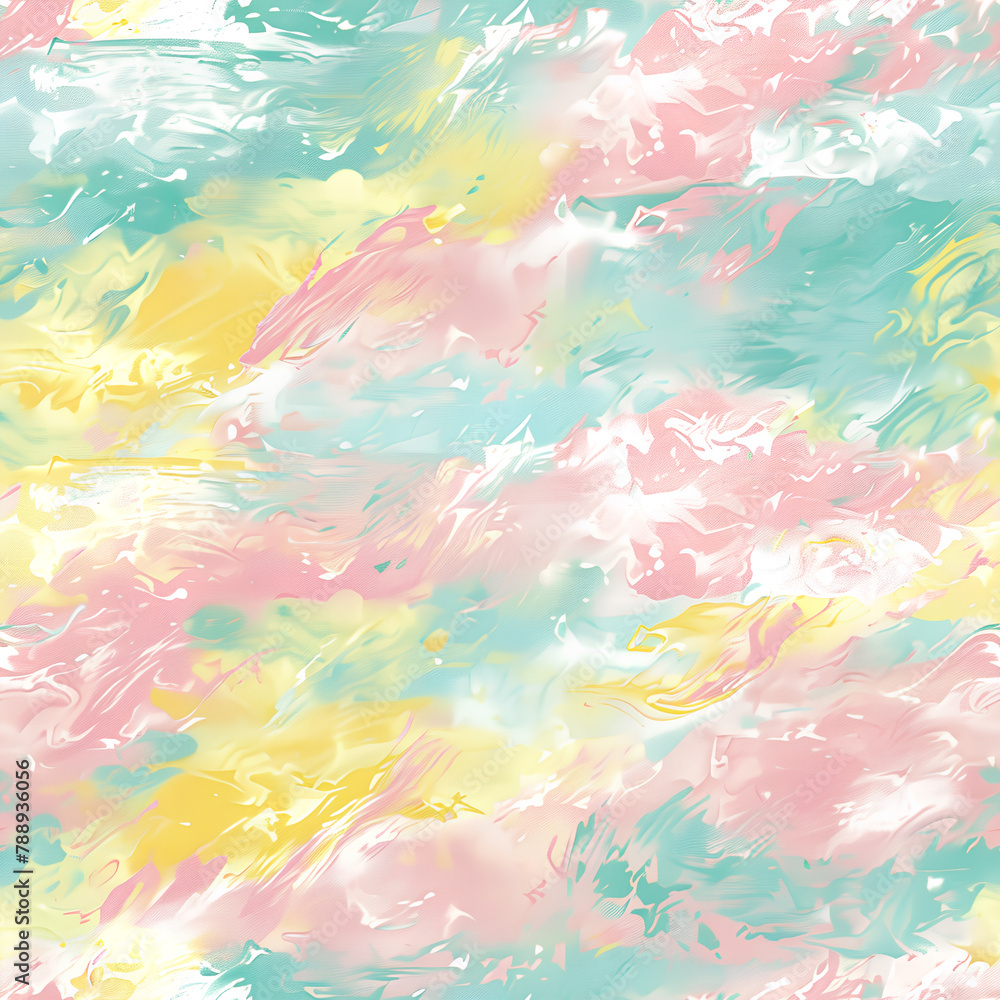 Spring Pastel Brushstrokes, Abstract Art Background, Soft Hues with Copy Space
