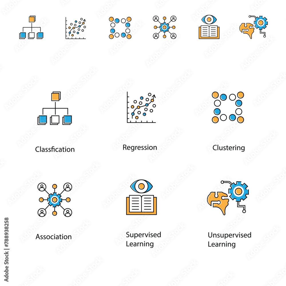 AI and Data Analysis MAchine Learning Vector Icon Design