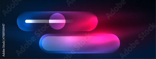 A pair of glowing pills in electric blue and violet hues illuminate the darkness. The automotive lighting creates a surreal sky of magenta and purple tones, creating a mesmerizing circle of light