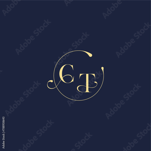 luxury gold CT design for wedding circle monogram letter