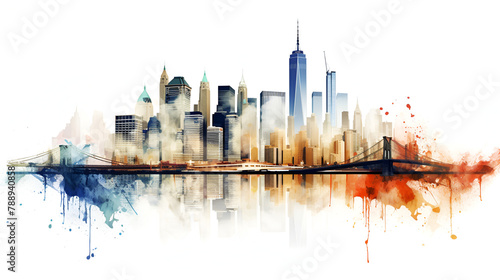 Skyline of a modern city diagrammatic drawing Modern Futuristic Buildings on a white background
 photo