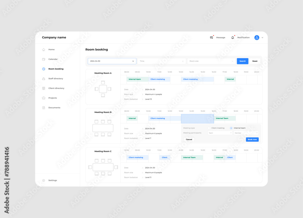 Company meeting room booking platform UI design