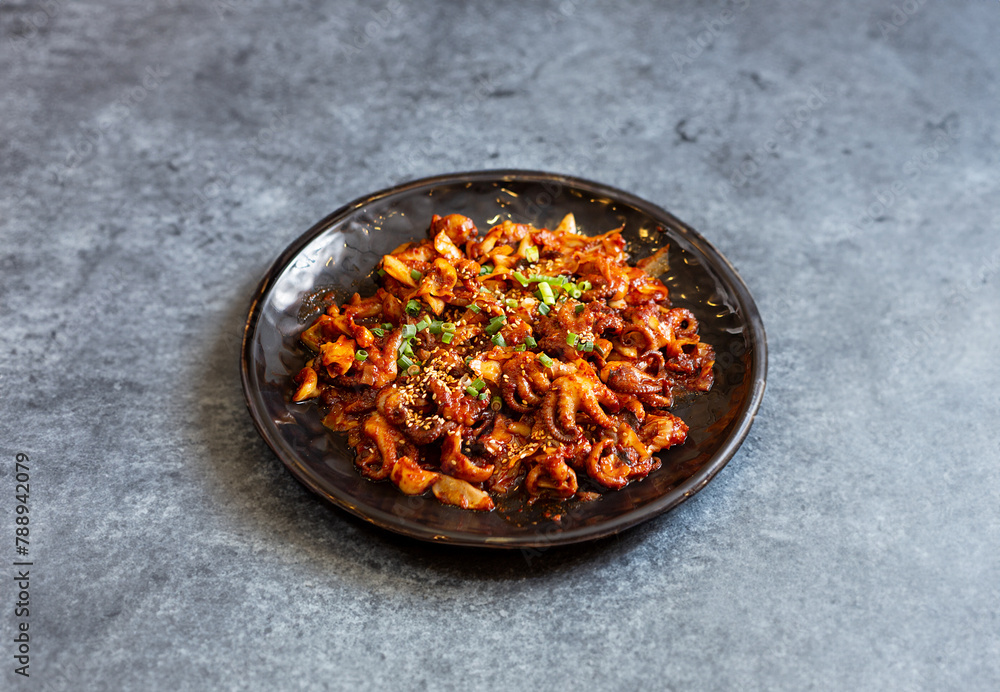 Stir fried spicy vegetable octopus   
