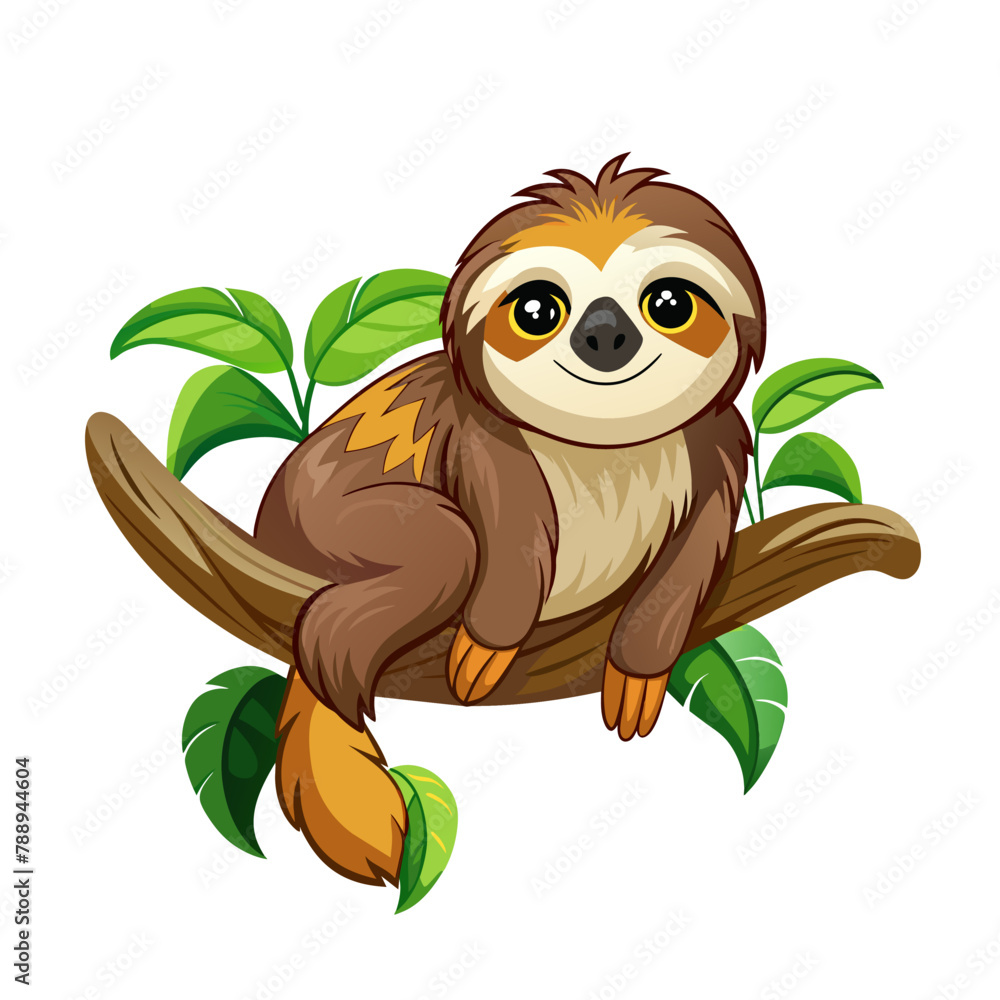 Obraz premium cute sloth animal cartoon style on white background