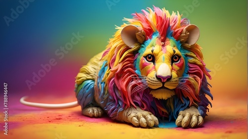 Colourful fency mouse like a lion