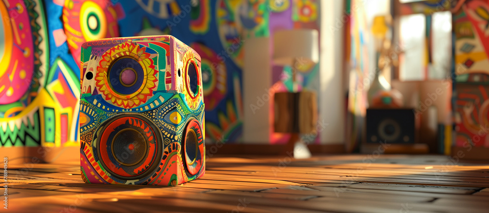 Fototapeta premium speaker with colorful painting art