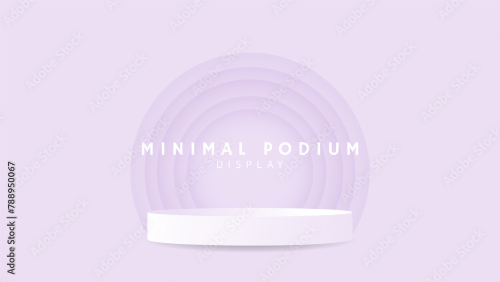 Obraz premium Abstract white podium on purple , Minimal podium and crimson background, 3d podium for presentation, Stage for showcase, illustration 3d Vector EPS 10