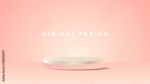 Abstract Rose gold luxury podium and background, Minimal podium and crimson background, 3d podium for presentation, Stage for showcase,  illustration 3d Vector EPS 10