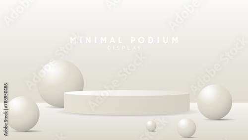 Abstract white podium with ball symbol ,Minimal podium and crimson background, 3d podium for presentation, Stage for showcase, illustration 3d Vector EPS 10