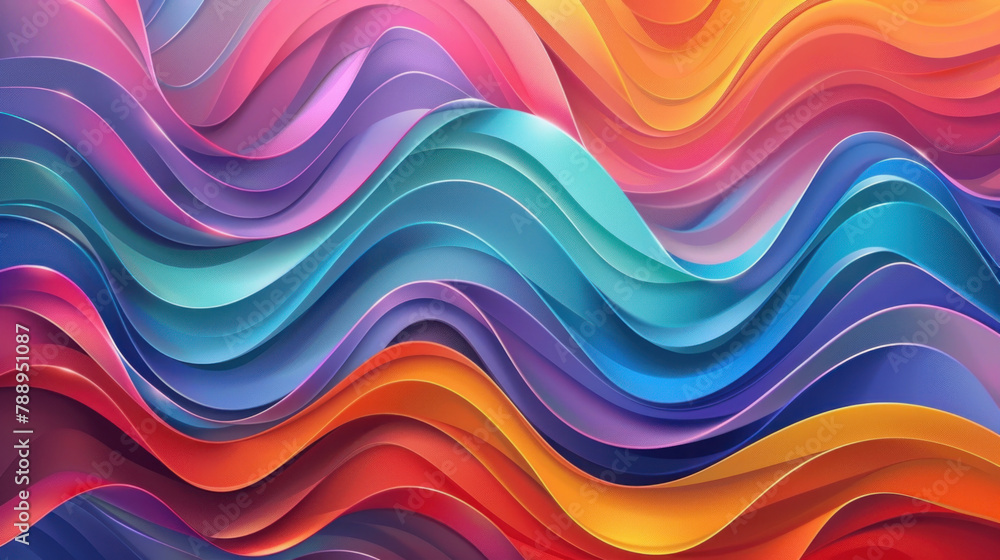 abstract background with colorful waves, rainbow colors. this makes a beautiful background for designing and decorating posters or presentations in a modern style. a trendy wallpaper