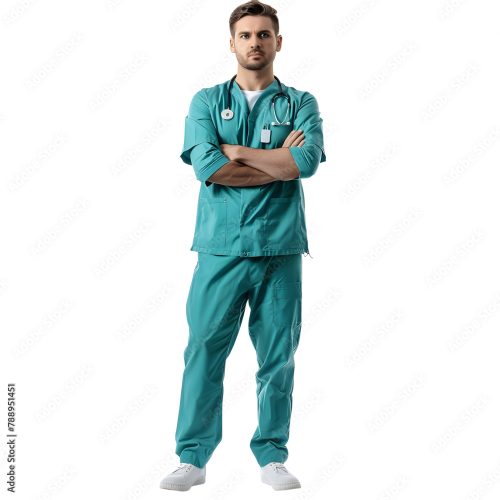 Male Nurse Helper Wearing Stethoscope isolated on transparent background Male Nurse Helper Wearing Stethoscope isolated on transparent background