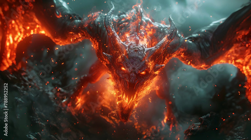 Unleashing the Forbidden Powers:A Cataclysmic Demonic Eruption Engulfing the Abyss © lertsakwiman