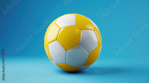 yellow and white soccer ball on blue background