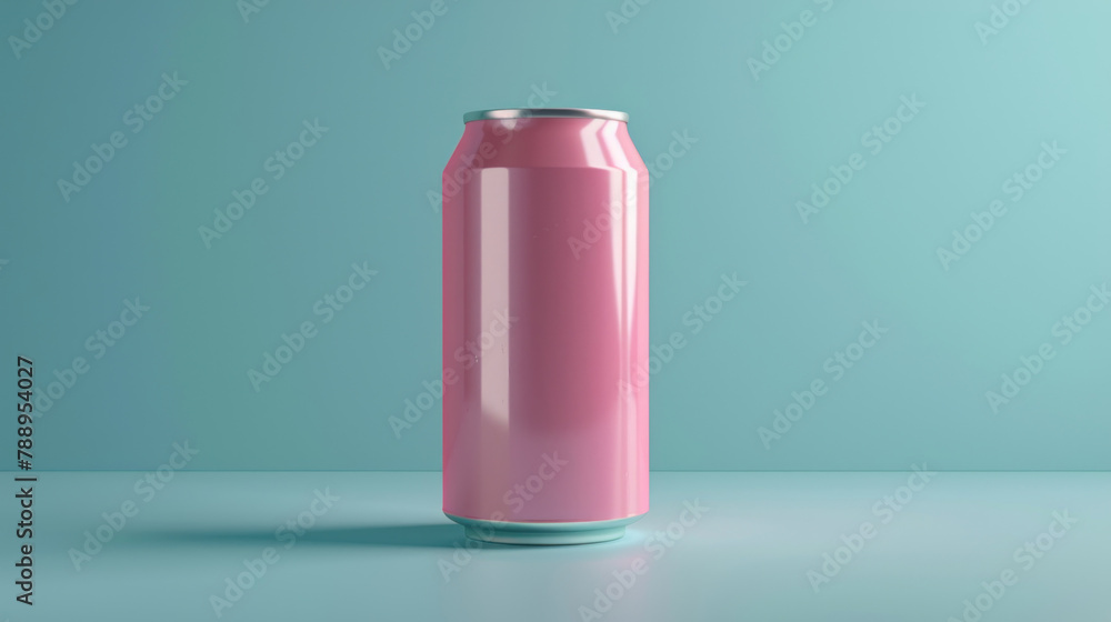 3d render of pink soda can on the table with blue background 3d render of pink soda can on the table with blue background