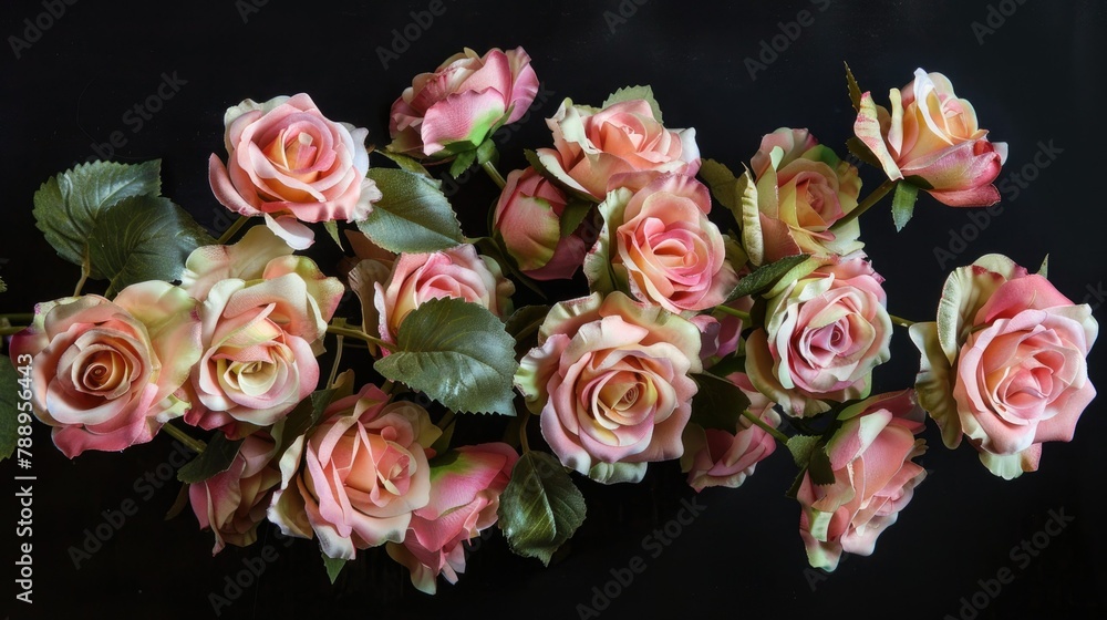 A stunning arrangement of pink roses with delicate green tipped petals A stunning arrangement of pink roses with delicate green tipped petals