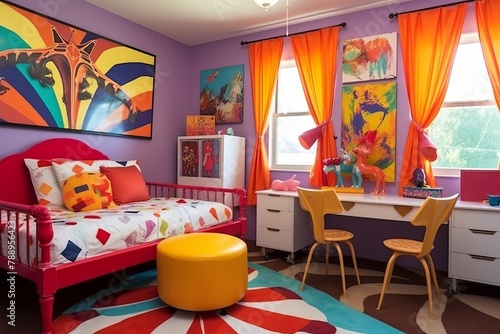 Colorful Carnival Kid s Room Creations  Circus Poster Wall Art  Vibrant Furniture   Fun Atmosphere