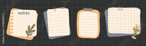 Set of cute Cartoon Sticky Notes. Dairy planner or bullet journal Memo stickers