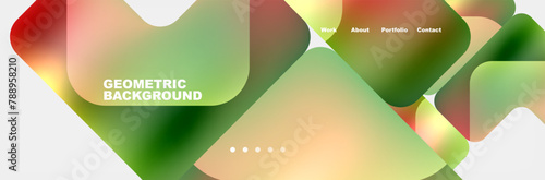 A pattern of green and red triangles resembling terrestrial plant leaves on a white background, creating a geometric design inspired by natures tints and shades