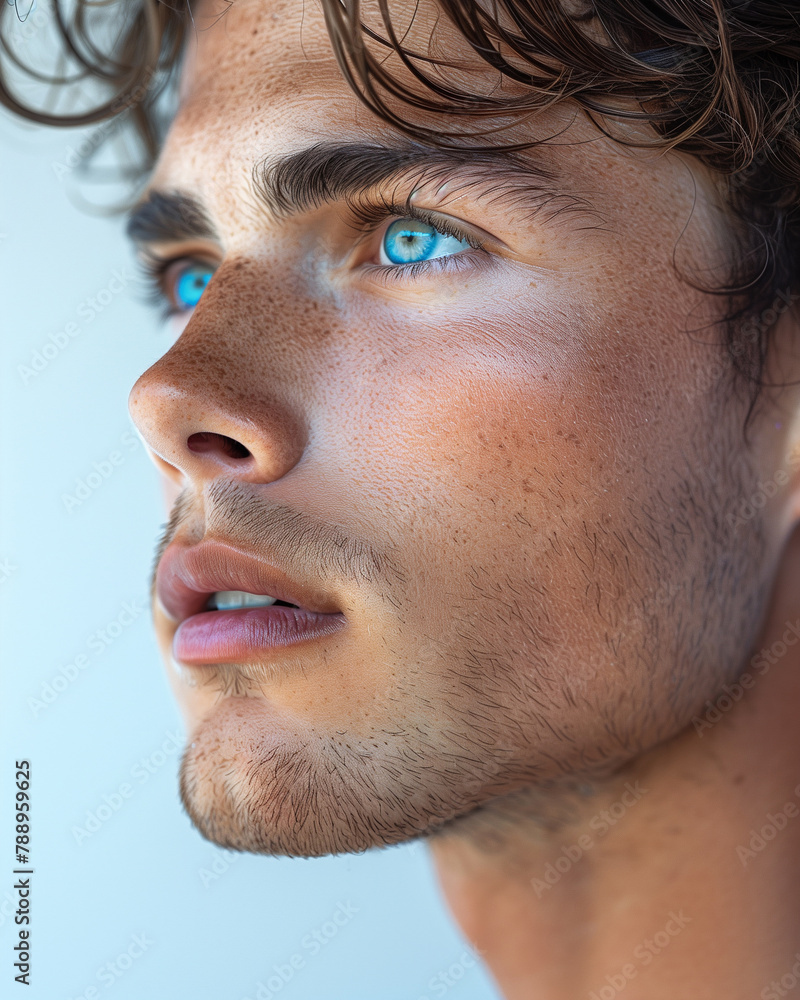 Obraz premium Portrait of young beautiful man with perfect smooth skin