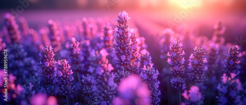 purple flowers in a field with the sun setting in the background