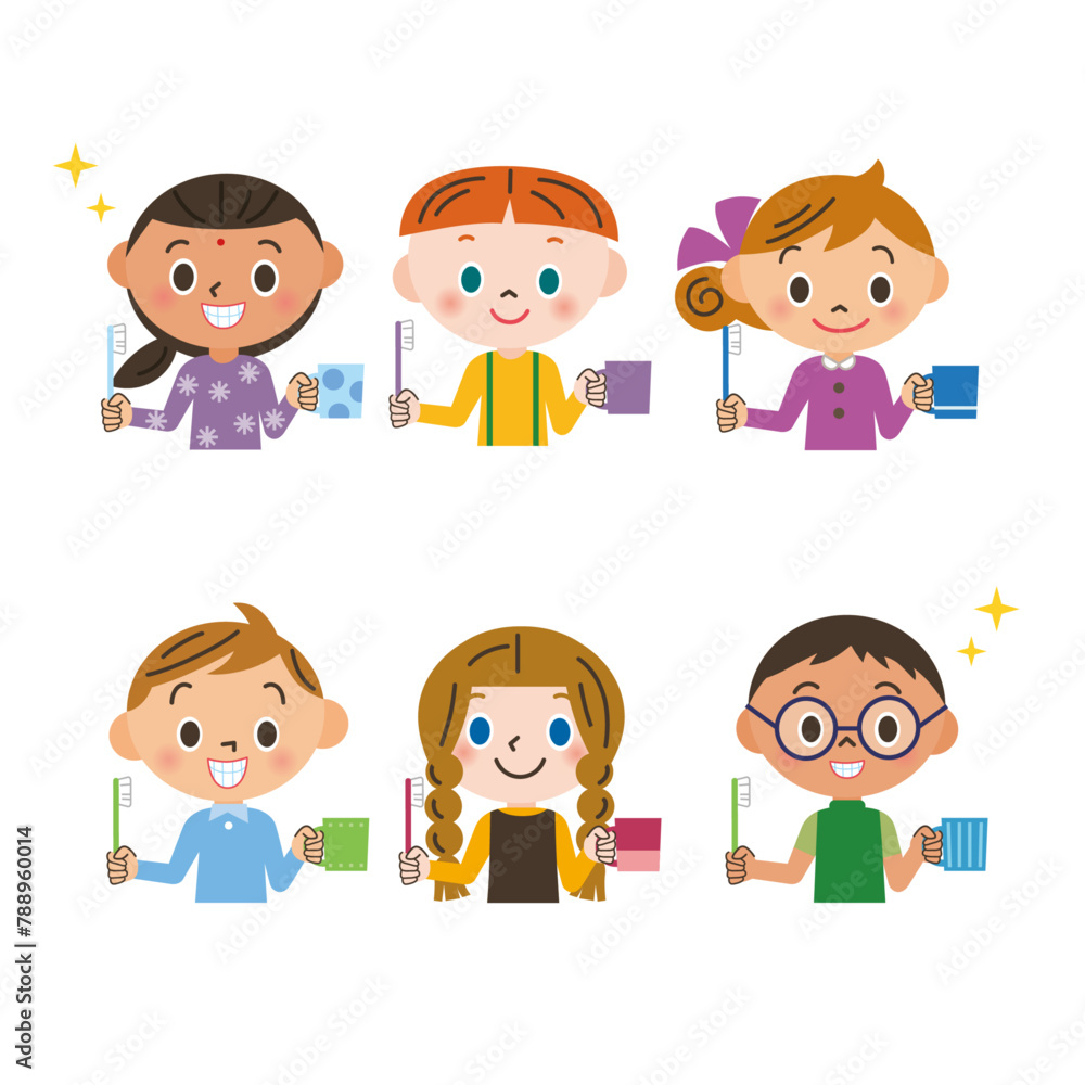 歯磨きを習慣にする子供達のイメージ