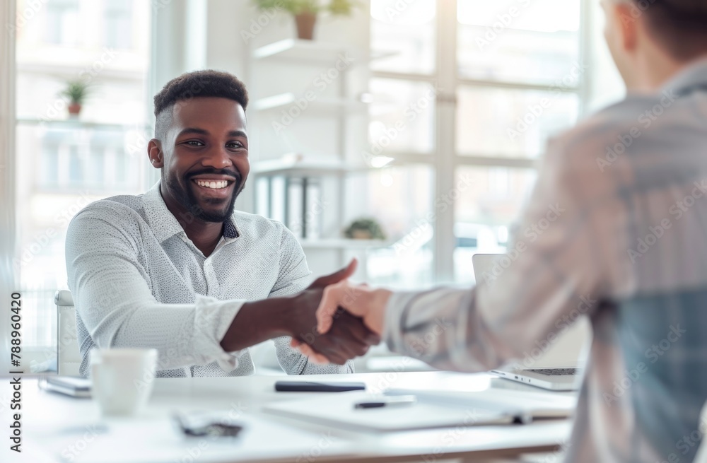 Obraz premium Smiling Young Professionals in Bright Modern Office - Business and Job Interview Concepts