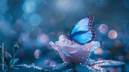 Digital technology blue butterfly rose scene poster web page PPT background © jinzhen