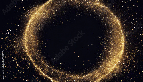 black Year light sparks ring glow Gold confetti circle shine New glitter firework background  glittering magic holiday trails sparkles Christmas glistering sparkle particle gli photo