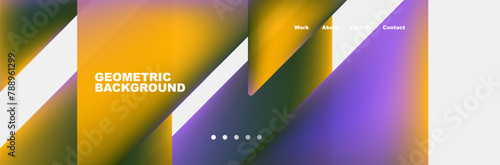 A vibrant geometric background featuring a pattern of yellow and purple triangles on a white backdrop, creating a colorful and eyecatching design reminiscent of macro photography art