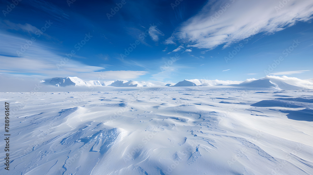Untouched Beauty of Polar Regions: Glaciers under a Blue Sky