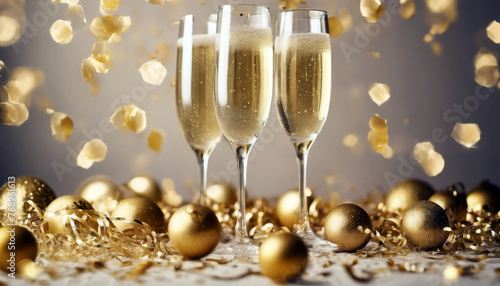 New Restaurant Bubbly champaign glassware golden confetti confetti illustration fizzy glasses goblet glitter 2024 Year Champagne glass Happy Holiday year sylvester champai