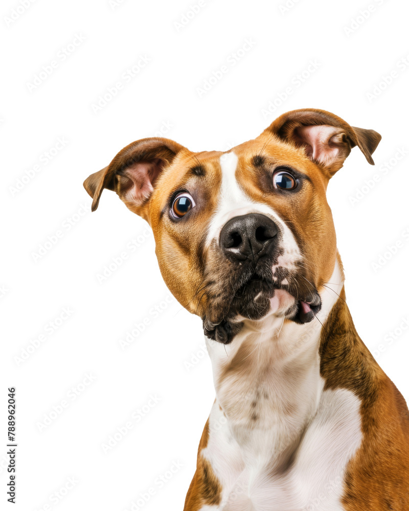 American staffordshire terrier dog surprised isolated on transparent background