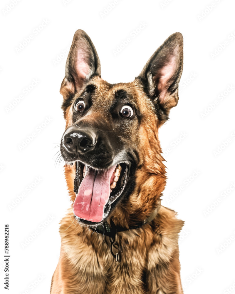 Belgian malinois dog surprised isolated on transparent background Belgian malinois dog surprised isolated on transparent background