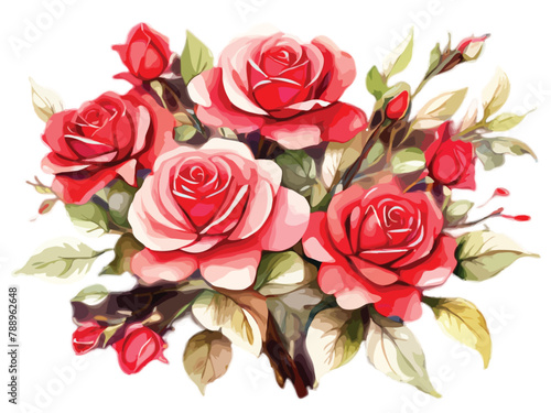 watercolor painting of red roses on a white background