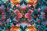 3D kaleidoscope of flowers
