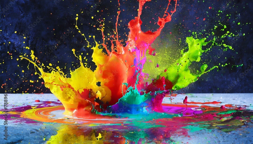 Wallpaper render of abstract background with orange and yellow paint ...