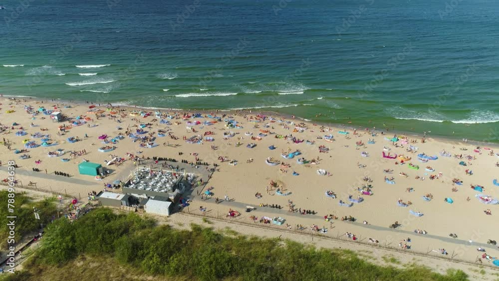 Beach Baltic Sea Wladyslawowo Plaza Morze Aerial View Poland Beach Baltic Sea Wladyslawowo Plaza Morze Aerial View Poland