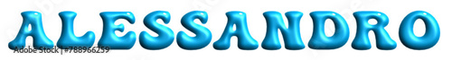 Alessandro - light blue color - name - three-dimensional effect tubular writing - Vector graphics - Word for presentations, greetings, banners, card, prints, cricut, silhouette, sublimation
