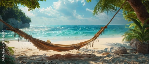 Relaxing in a beach hammock photo