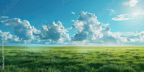 壮大な芝生と青空の背景素材03