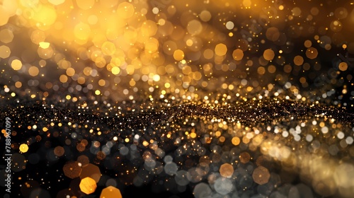 Digital golden glitter gradient polka dot poster background