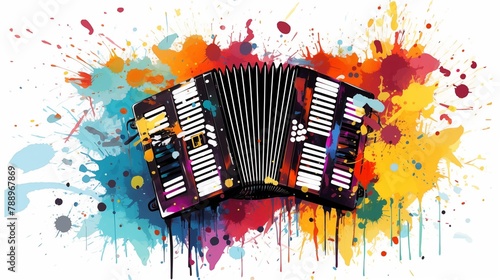 Abstract and colorful illustration of an accordion on a white background
