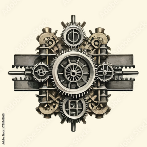 Monochrome level steampunk vector